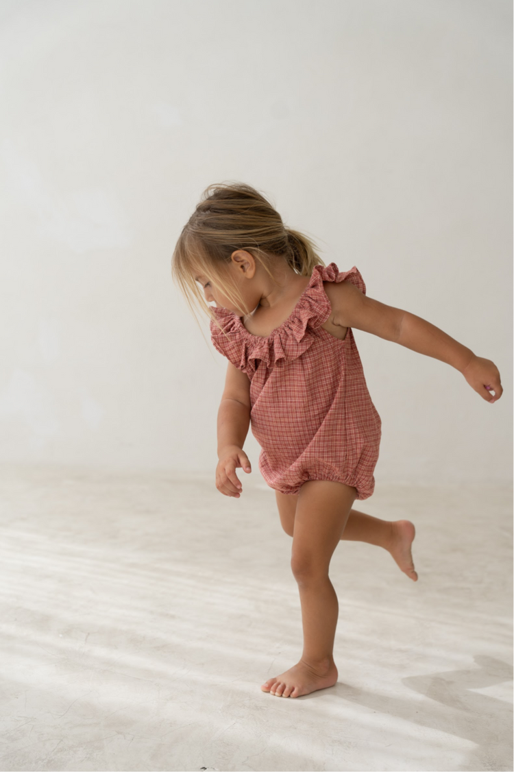 Pip Romper | Red Plaid
