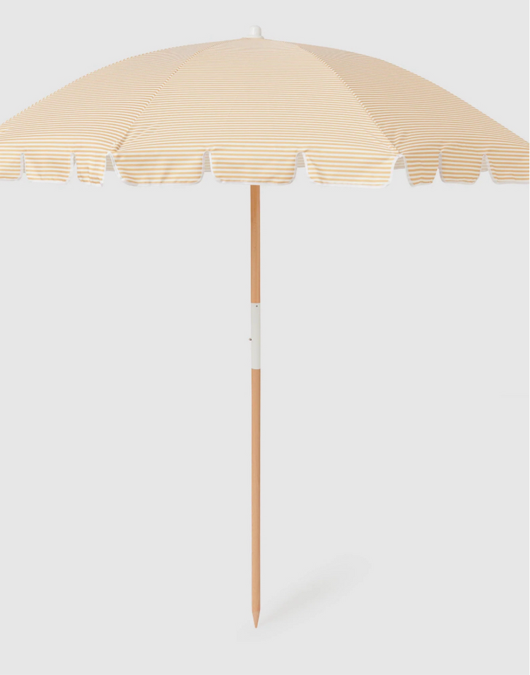 Beach Umbrella Mango Bay | Golden Mustard Stripe