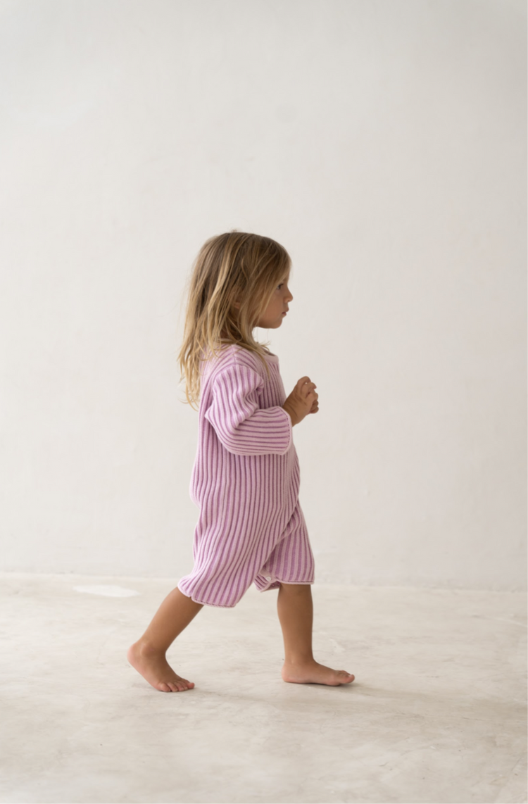 Essential Knit Romper | Mauve Stripe