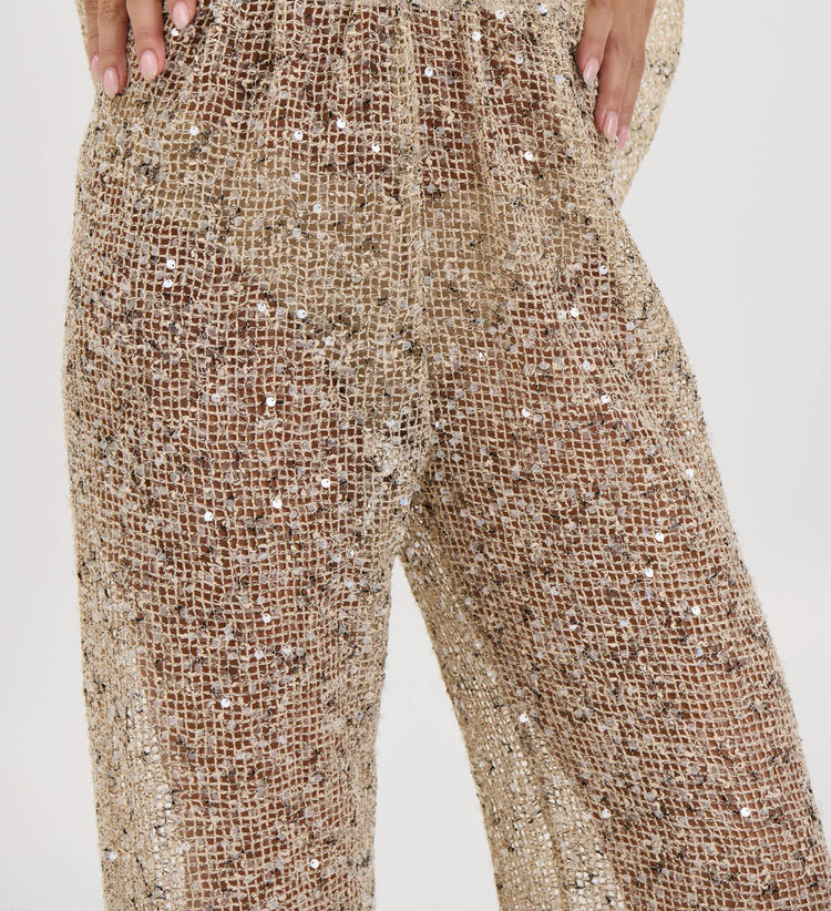By Frankie beige sequin pants
