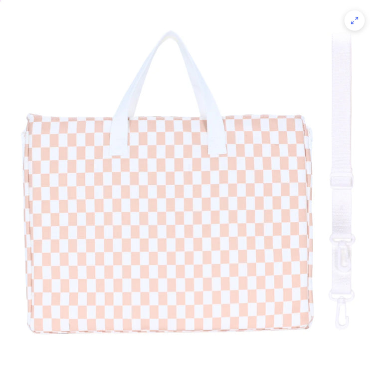 Caramel check library bag