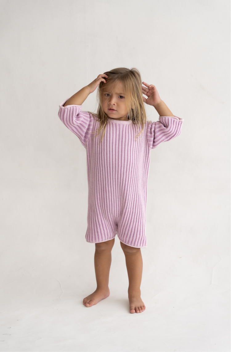 Essential Knit Romper | Mauve Stripe