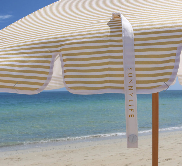 Beach Umbrella Mango Bay | Golden Mustard Stripe