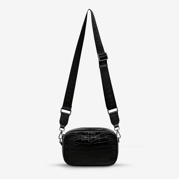 PLUNDER WEBBED STRAP | Black Croc Emboss