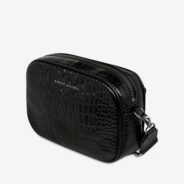 PLUNDER WEBBED STRAP | Black Croc Emboss