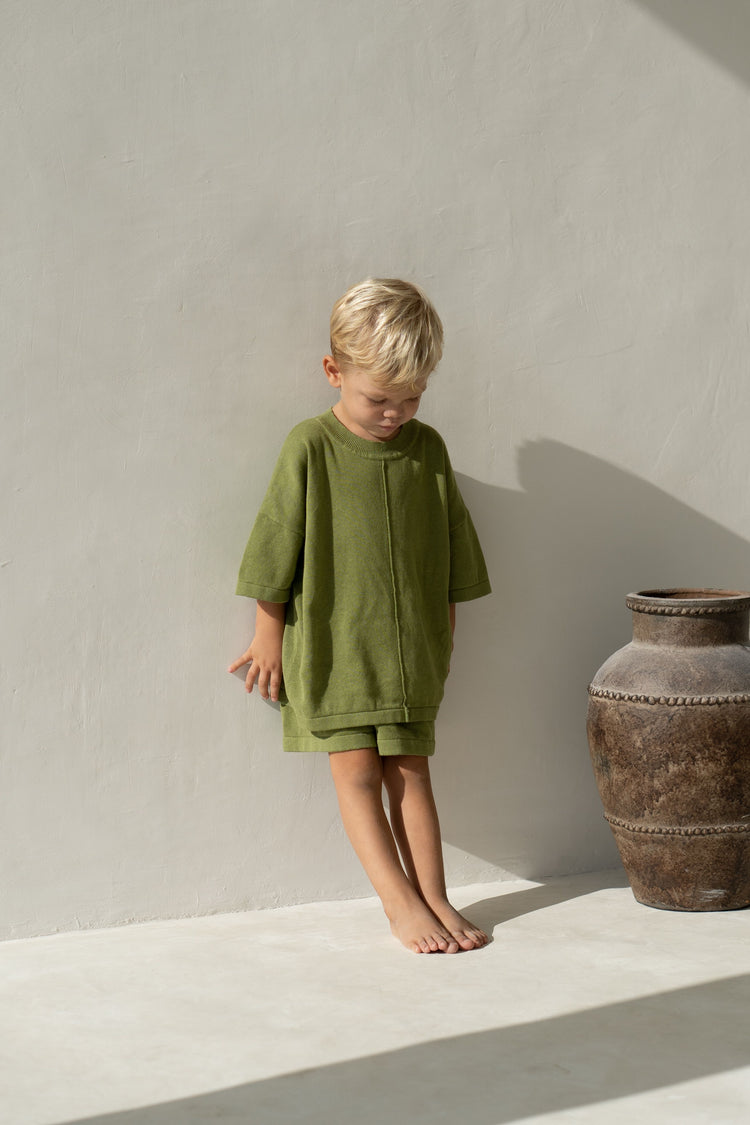 Thin knit tee | Olive