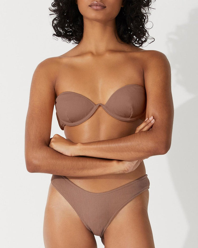 Rib Balconette Bra Cup | Chocolate