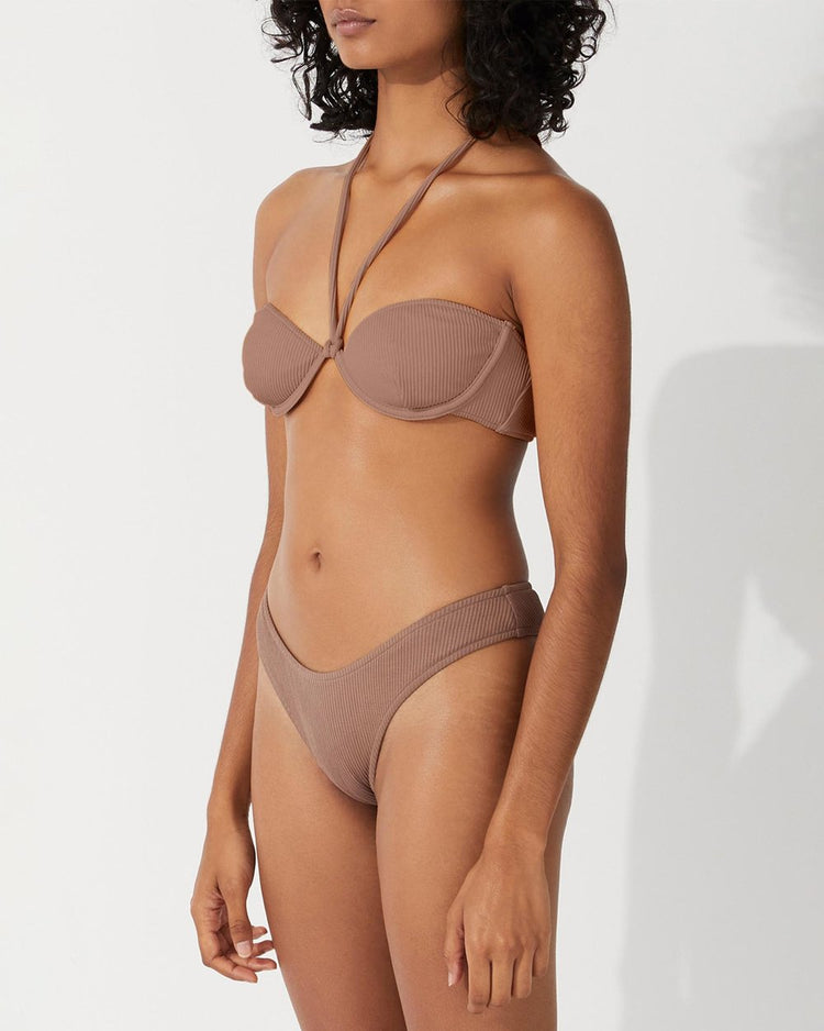 Rib Balconette Bra Cup | Chocolate