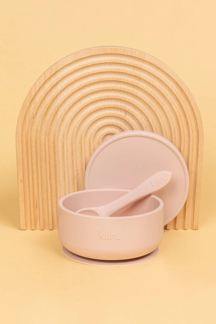 Silicone Suction Bowl with lid + Spoon Set- Blossom