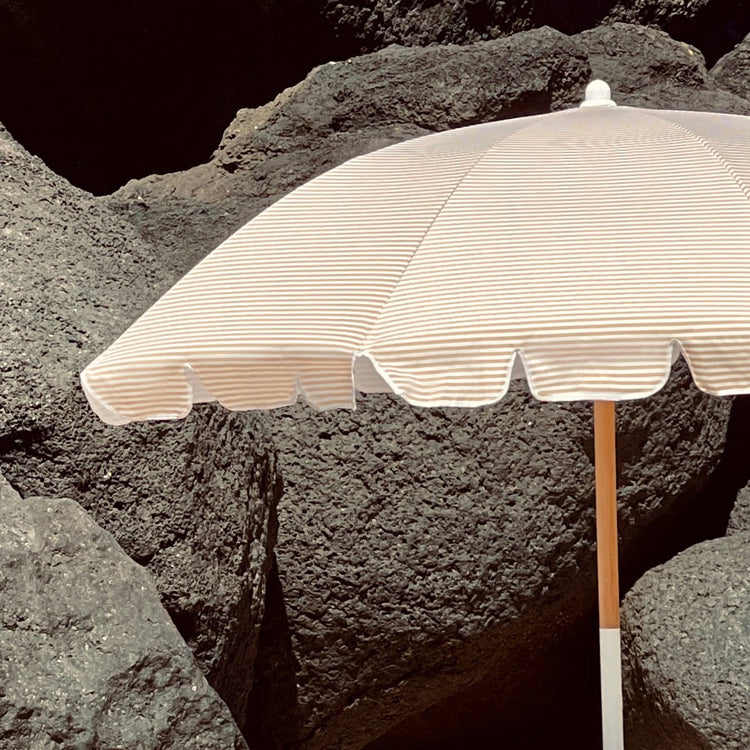Beach Umbrella Mango Bay | Golden Mustard Stripe