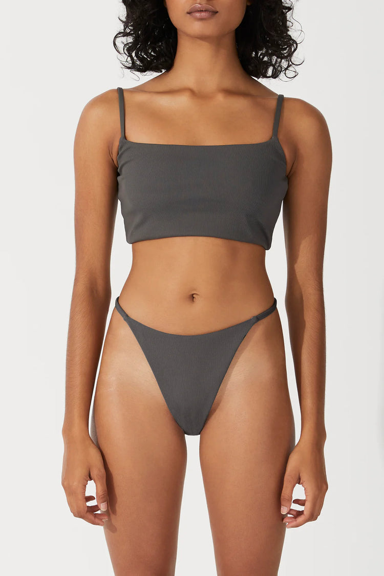 CHARCOAL RIB CURVE THONG BRIEF