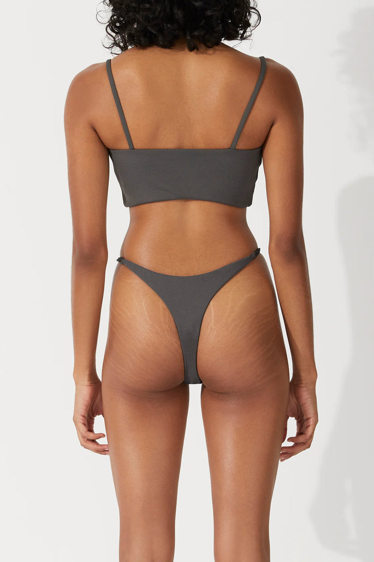 CHARCOAL RIB CURVE THONG BRIEF