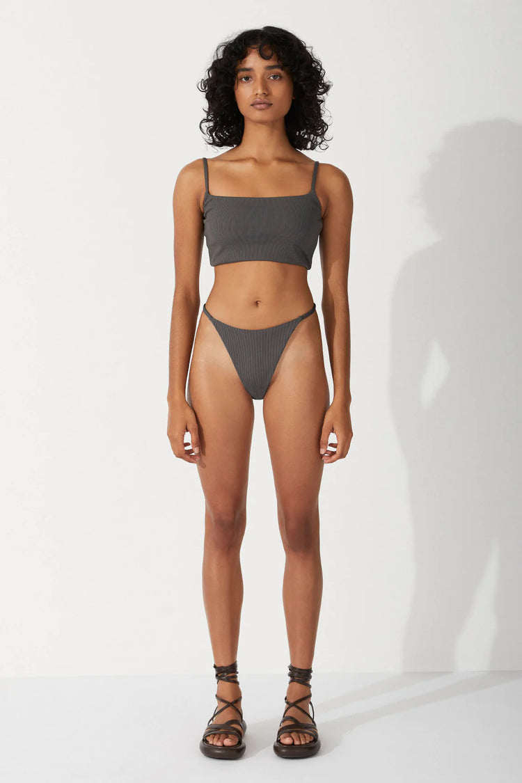 CHARCOAL RIB CURVE THONG BRIEF