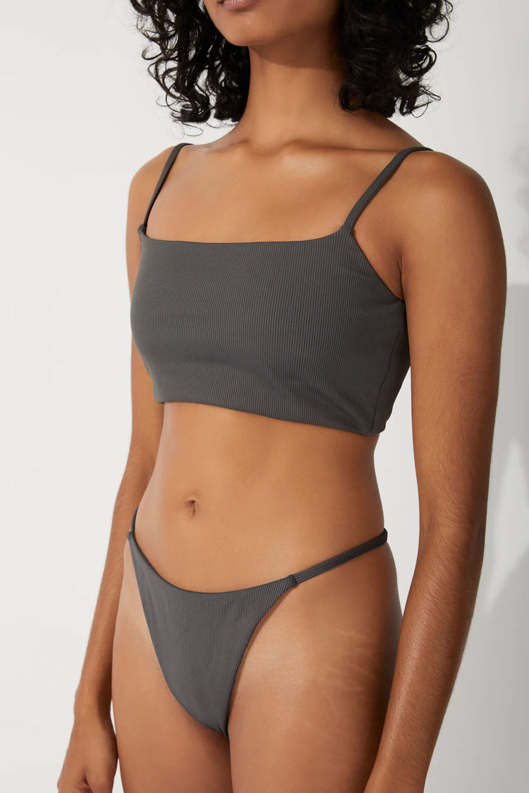 CHARCOAL RIB CURVE THONG BRIEF