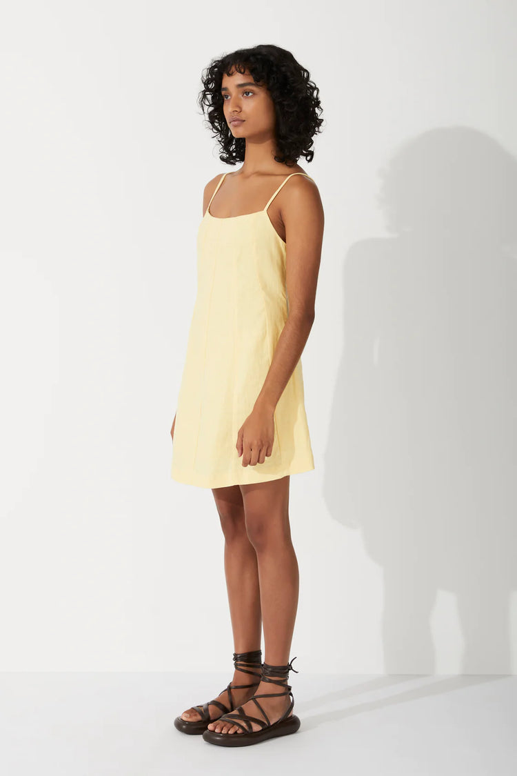 BUTTER PANELLED LINEN DRESS