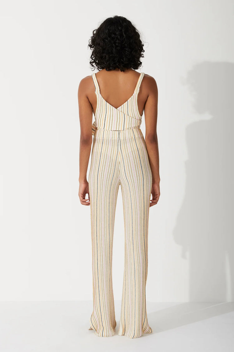 MANDARIN STRIPE ORGANIC LINEN BLEND KNIT PANT