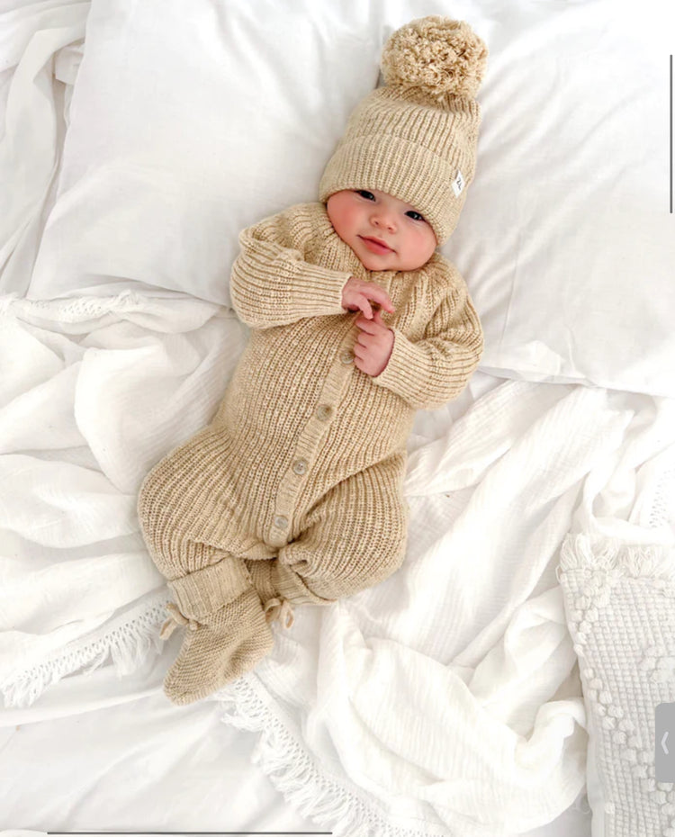 Classic Knit Romper | Wheat