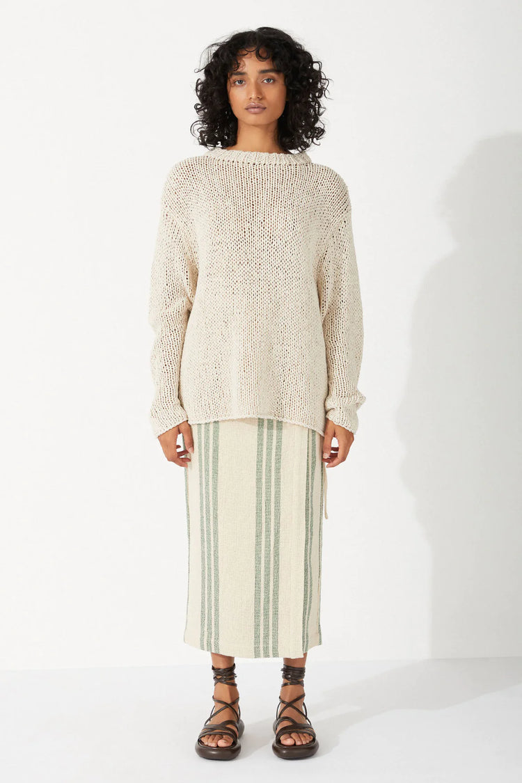 Linen Cotton Blend Hand Knit Jumper | Sand