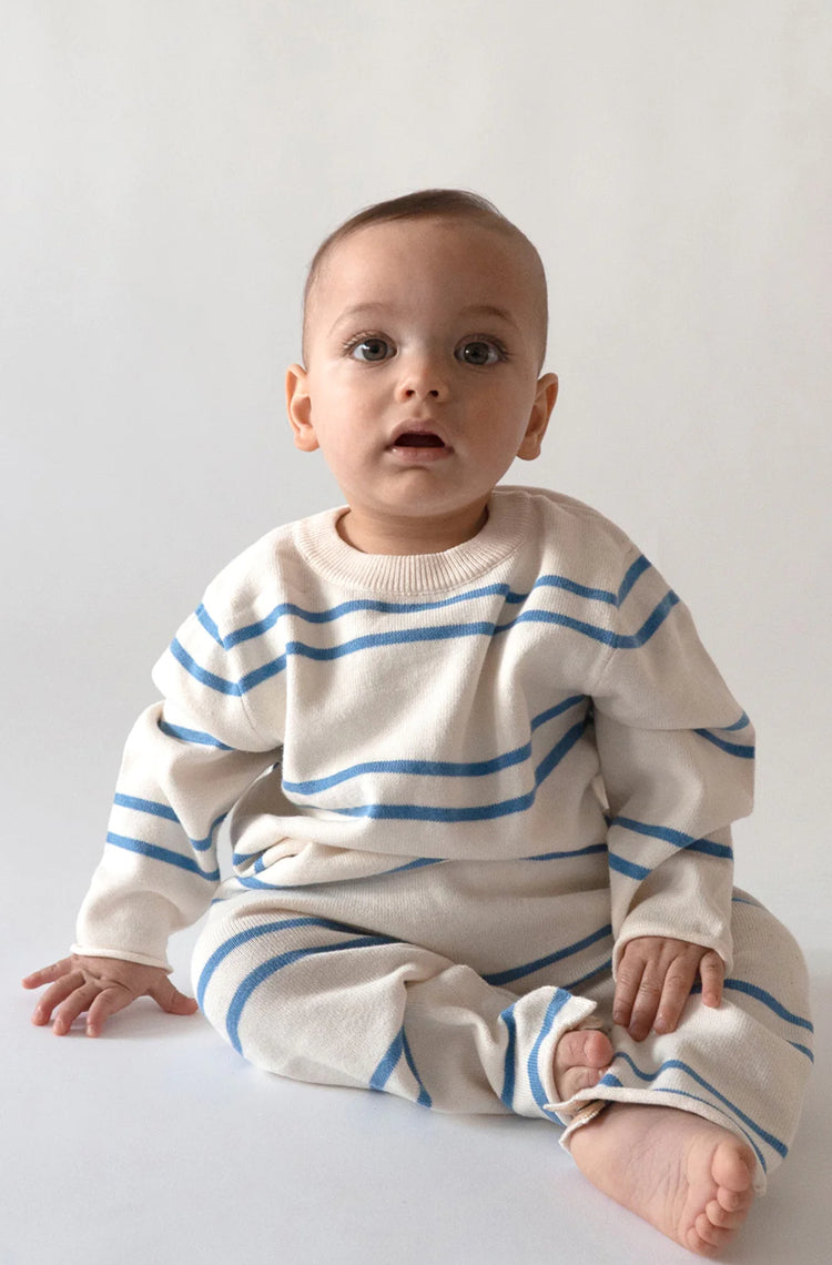Tallow Stripe Onesie | Ivory Blue