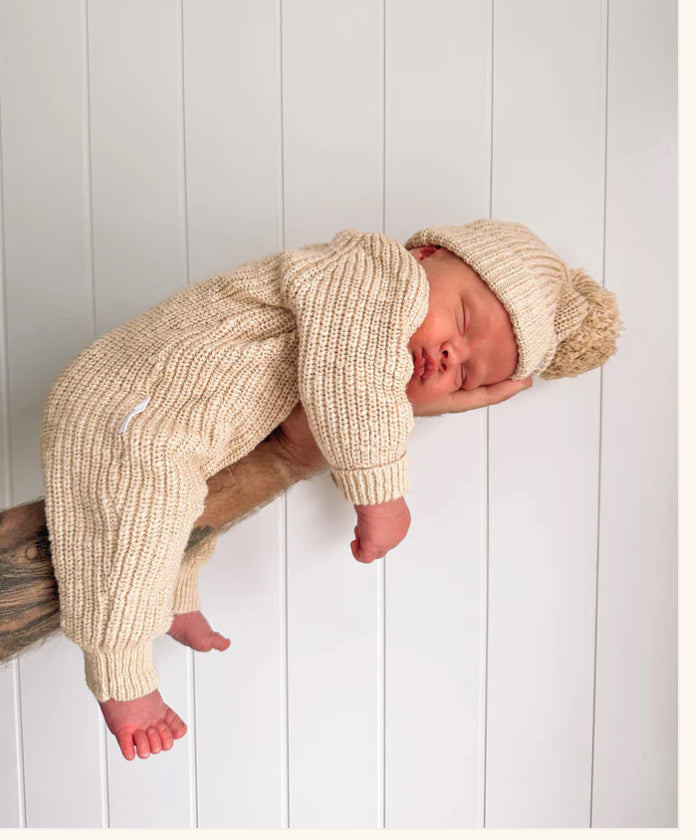 Classic Knit Romper | Wheat