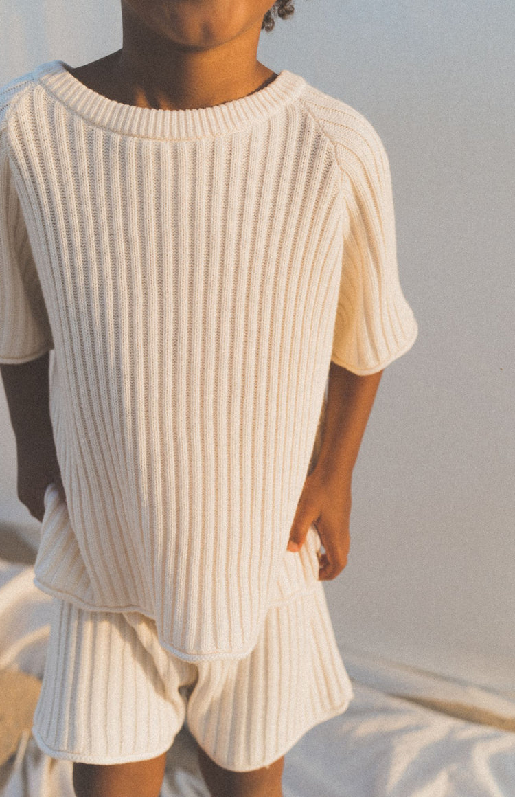 Essential Ribbed Knit Tee | Vanilla