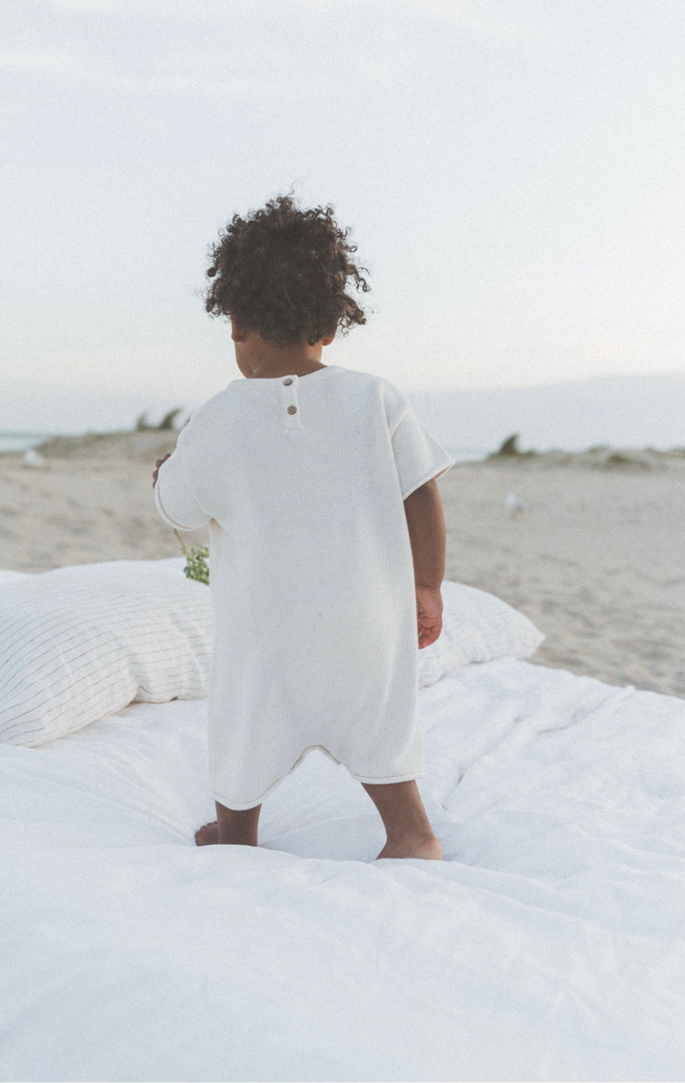 Short Sleeve Essential Knit Romper | Vanilla