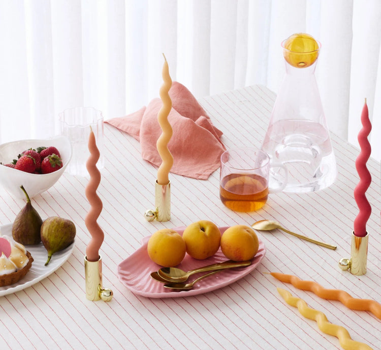 Wavy Taper Candle Set | Dusty Rose