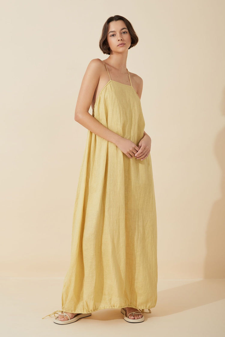 Citrus Linen Drawcord Dress