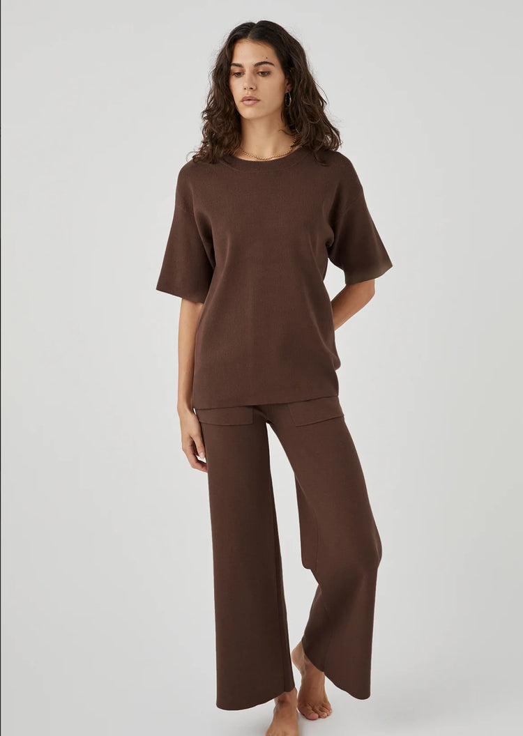 Harper Organic Knit T-Shirt | Chocolate