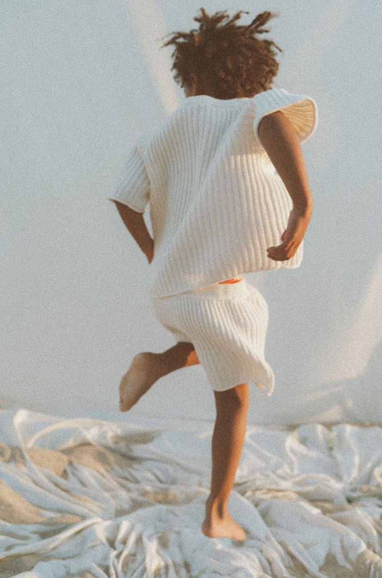 Essential Ribbed Knit Tee | Vanilla