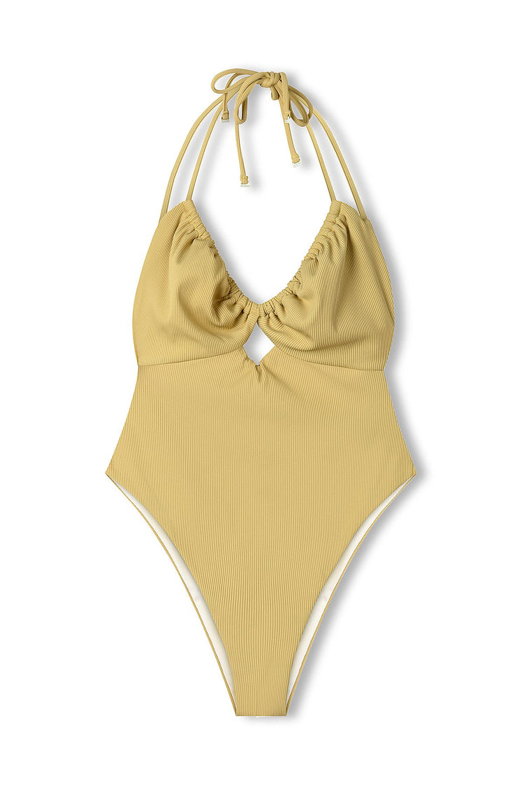 Citrus Halter Rib One Piece