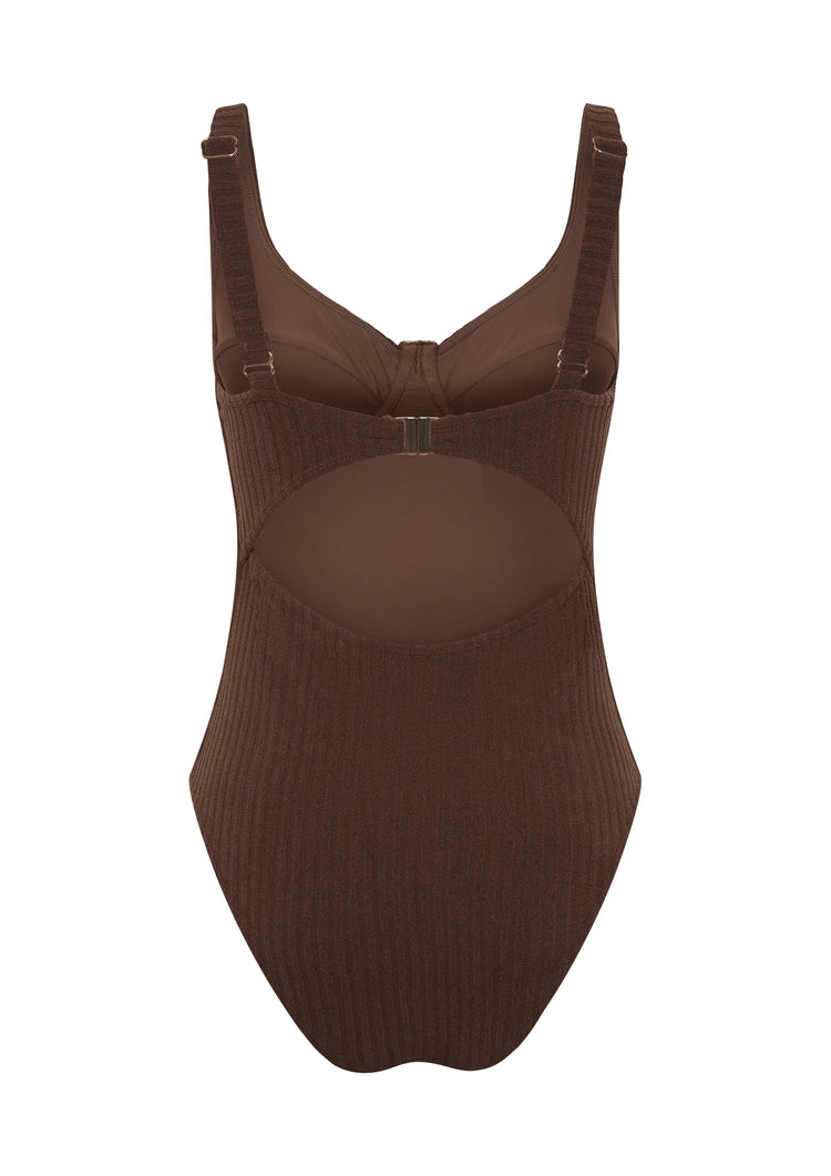 Ribbed Towelling One Piece | Cocoa