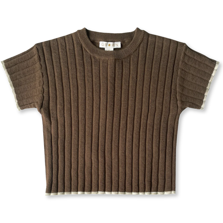 Knitted Rib Tee | Chocolate