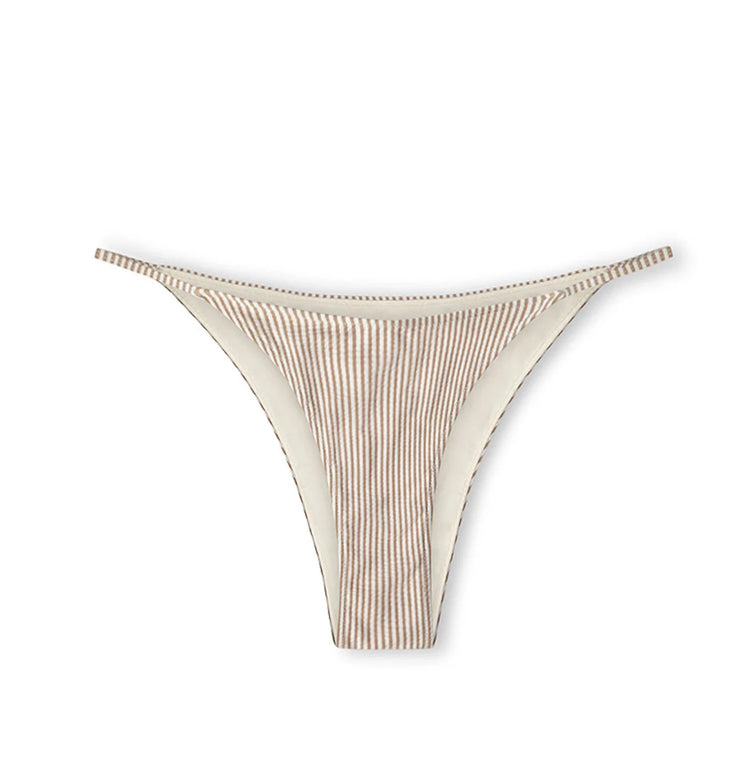Cocoa Stripe String Curve Brief