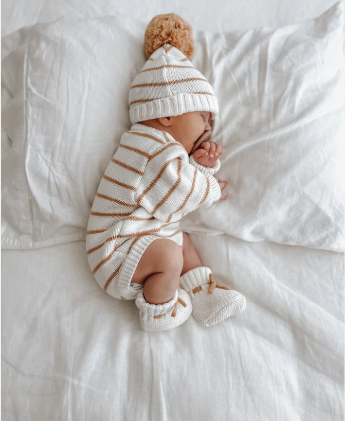 Bubble Romper | Caramel Stripes