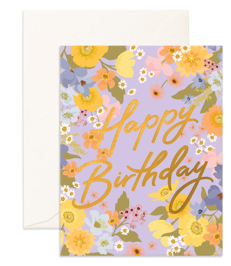 Birthday Spring Florals Lilac Card