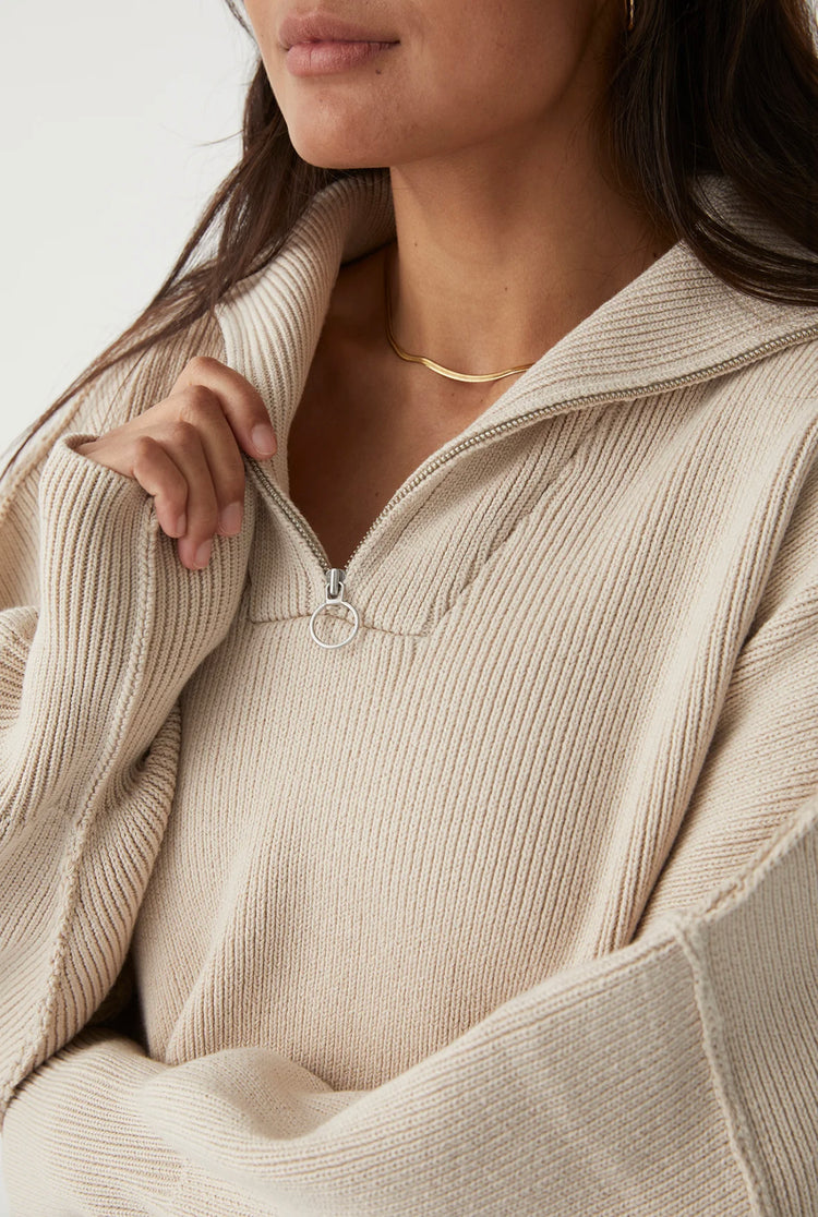London Zip Sweater | Sand