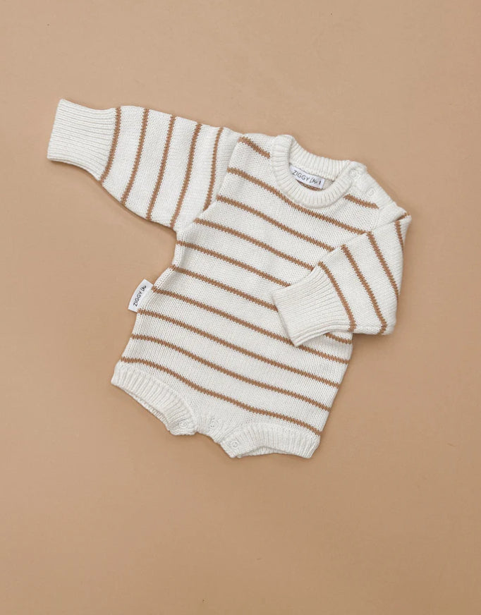 Bubble Romper | Caramel Stripes