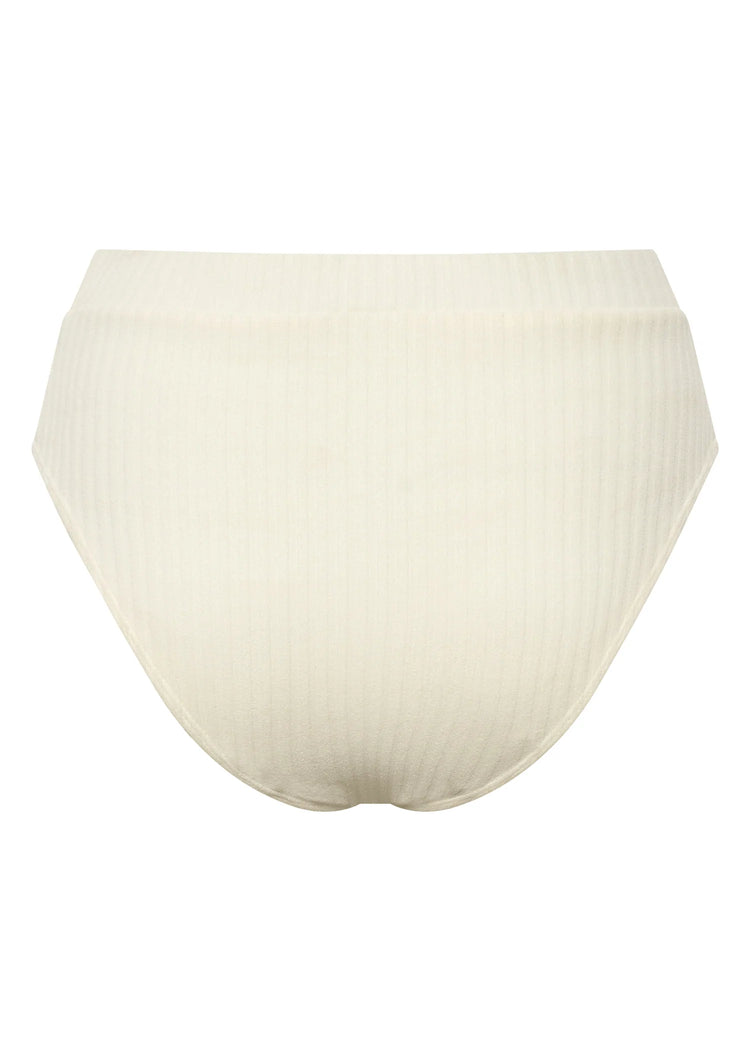 Ribbed Towelling High Waist Bottom | Crème