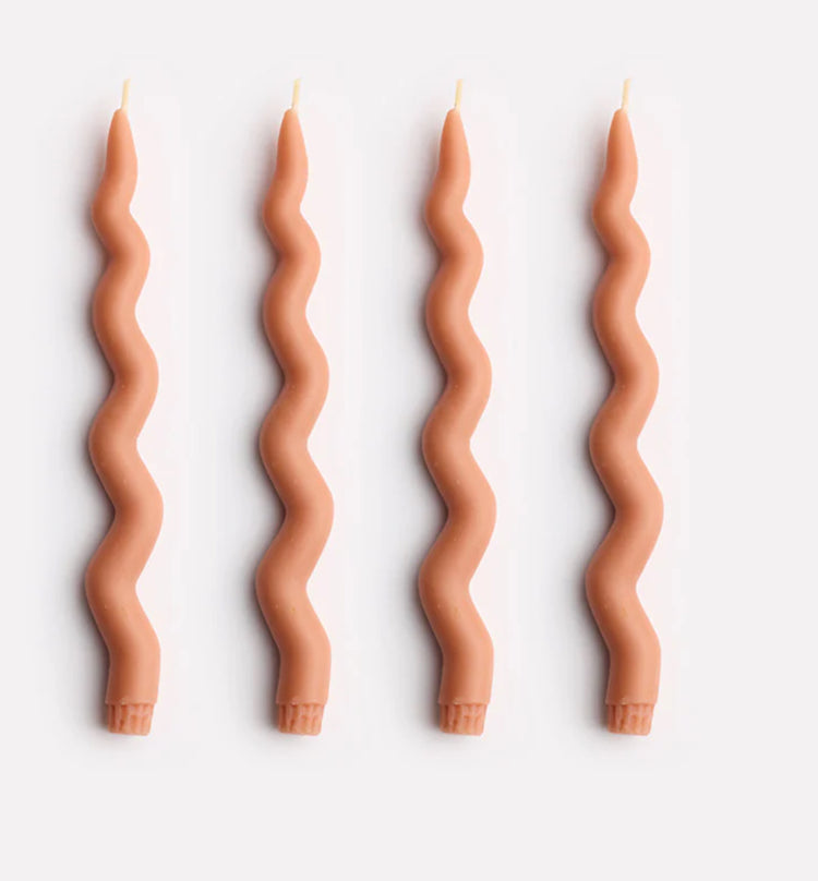 Wavy Taper Candle Set | Bronze