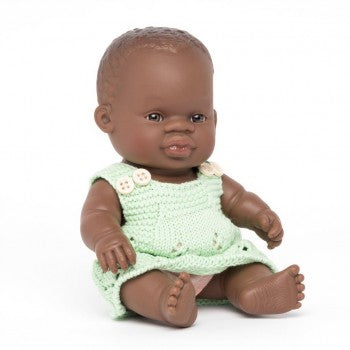 Dressed Miniland African Girl Doll | 21cm