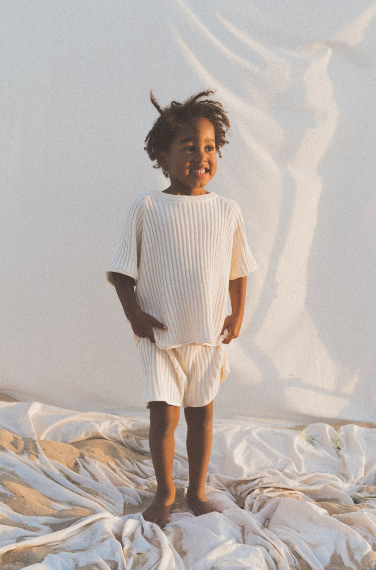 Essential Ribbed Knit Tee | Vanilla