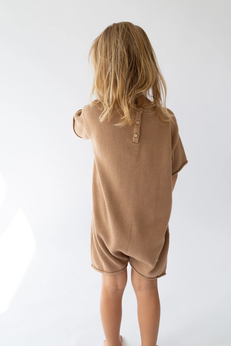 Short Sleeve Essential Knit Romper | Chocolate