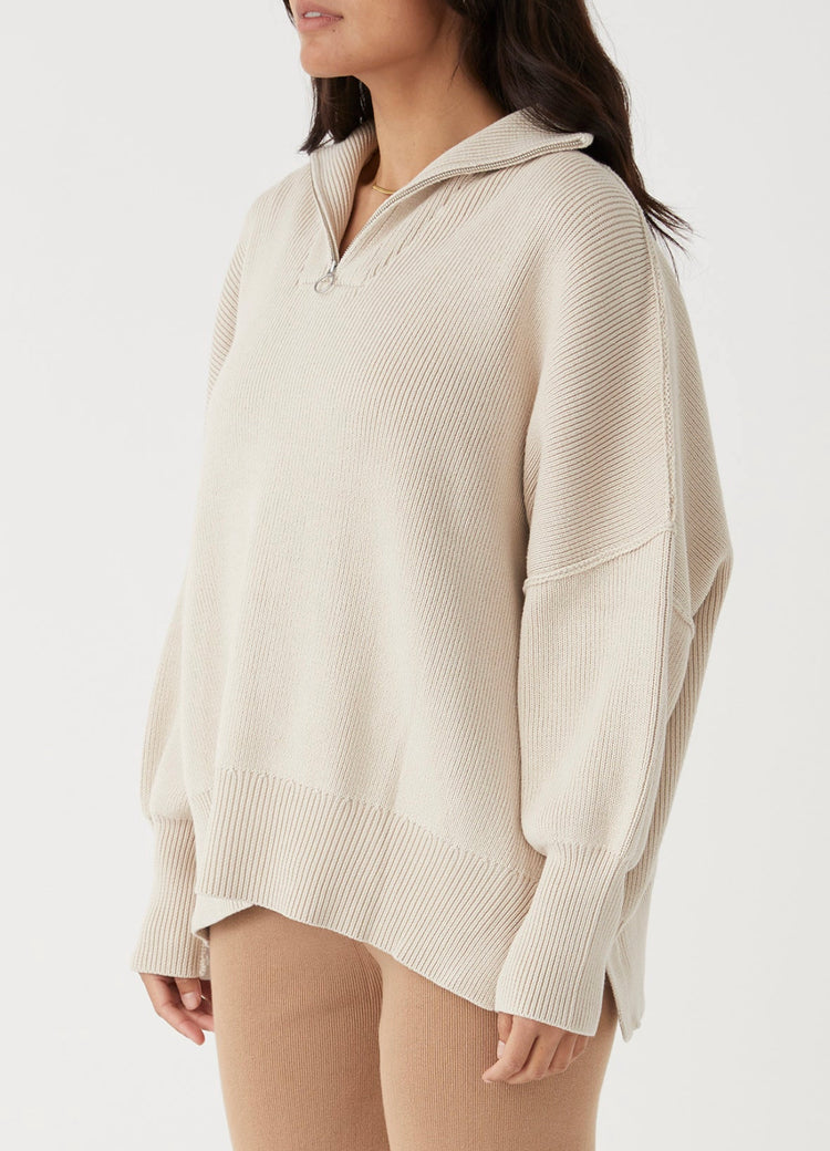 London Zip Sweater | Sand