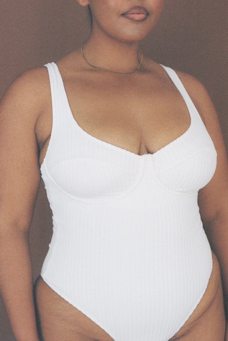 Ribbed Towelling One Piece | Crème