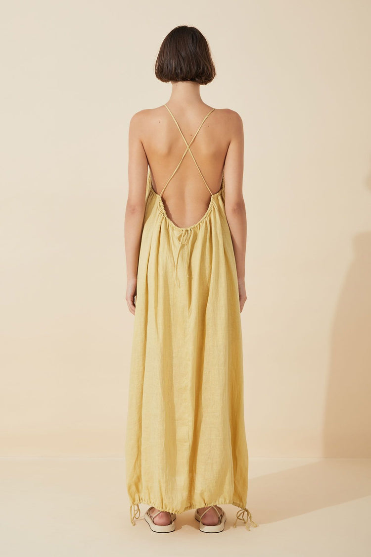 Citrus Linen Drawcord Dress