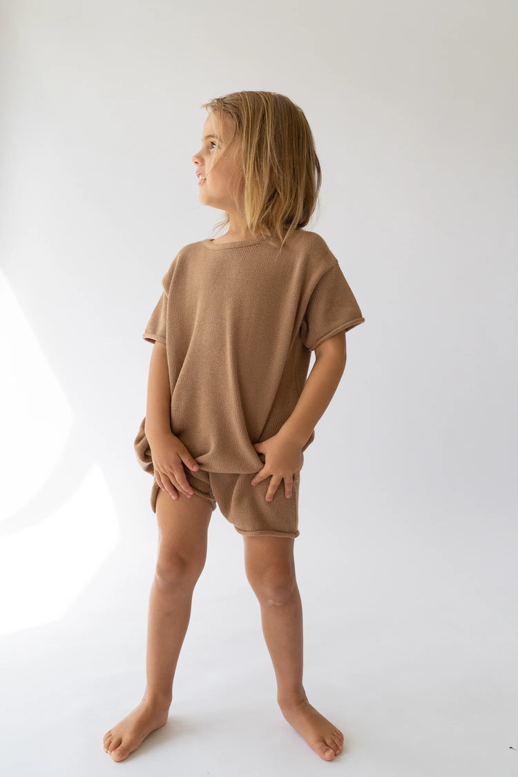 Short Sleeve Essential Knit Romper | Chocolate