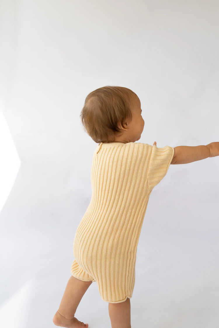Short Sleeve Essential Ribbed Knit Romper | Butter