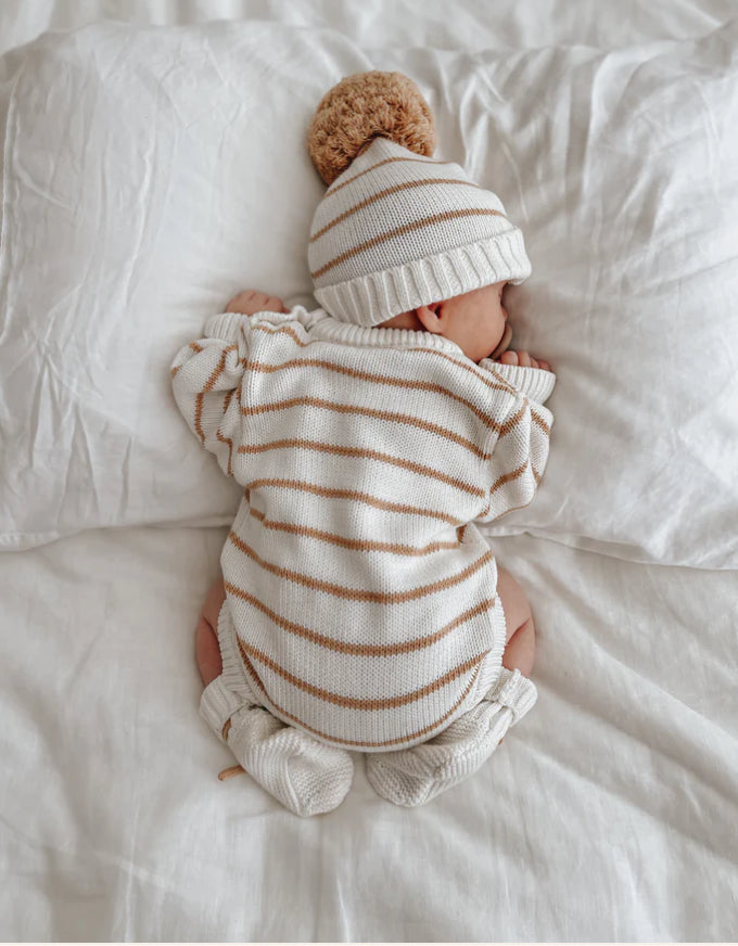 Bubble Romper | Caramel Stripes