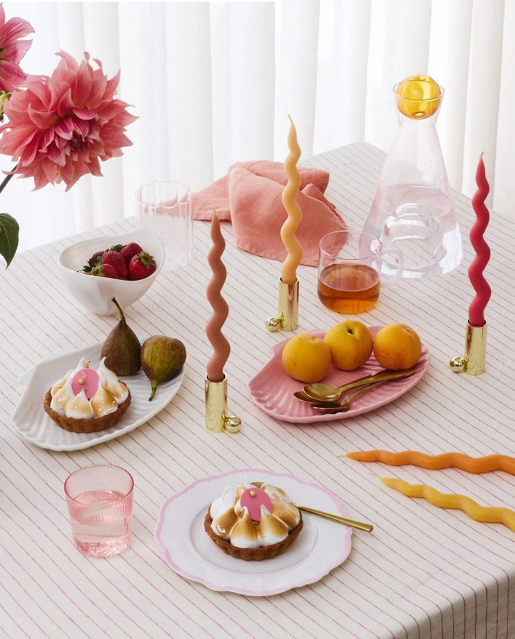 Wavy Taper Candle Set | Bronze